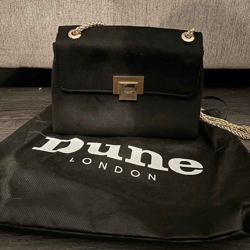 Dune London Black Crossbody Bag with Gold Chain